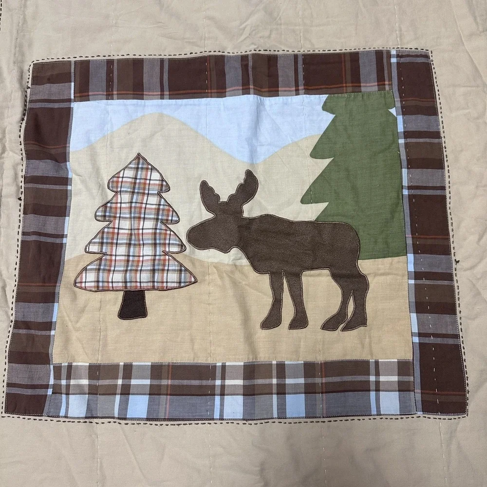 Woolrich Twin Quilt Sham Set Kids Big Bear Campground Camp Cabin Wilderness 2Pc